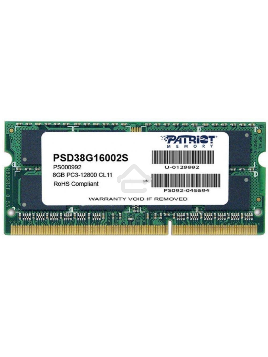 Оперативная память Patriot, DDR3, 8GB (1x8 GB), 1600 MHz, CL11, SO-DIMM