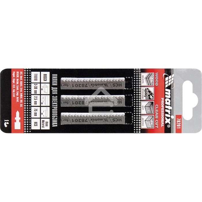 Полотна Matrix для электролобзика по дереву, 3 шт. T101B, 75x2,5мм, HCS Professional