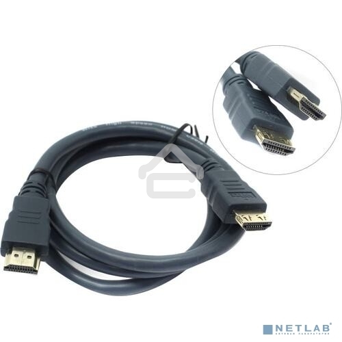 Кабель HDMI CP-HM-HM-1M Wize,1 м, v.2.0, K-Lock, soft cable, 19M/19M, позол.разъемы, экран, темно-серый, пакет