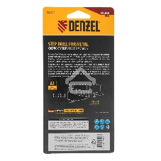 Сверло ступенчатое Denzel 6-8-10-12-14-16-18-20-22-24-26-28-30мм, Р6М5, 6-гр. хвостовик 723604