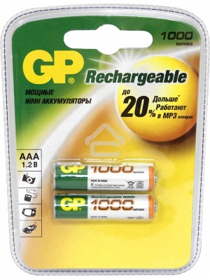 Аккумулятор GP 100AAAHC (-CR2/-UC2PET-G/BC2PET-G) AAA 1000mAh (2 шт. в уп-ке)