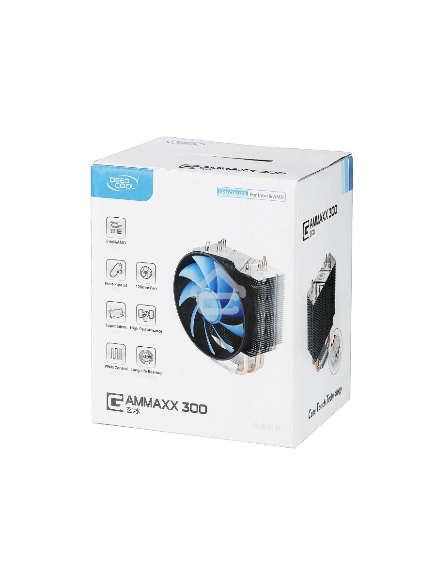 Кулер для процессора DEEPCOOL GAMMAXX300 S1150/S1200/S1366/S1155/S1156/S775/AM2/AM2+/AM3/FM1 24шт/кор, TDP 130Вт, PWM, 17.8~21dB(A), RET