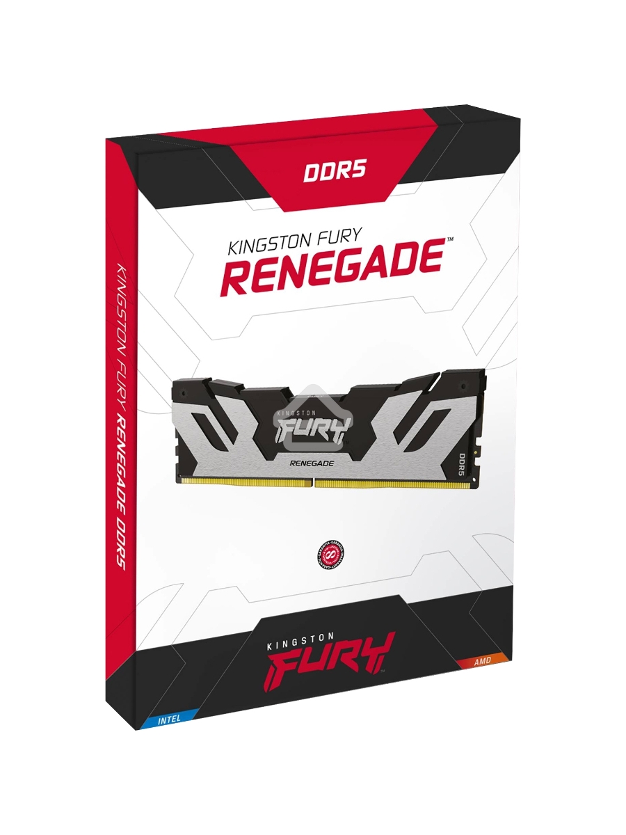 Оперативная память Kingston Fury Renegade, DDR5, 32GB (1x32GB), 6400MHz, CL32, DIMM, радиатор, серебристый/чёрный