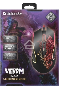 Мышь проводная Defender Venom GM-640L черный, 3200 dpi, USB, кнопки - 8