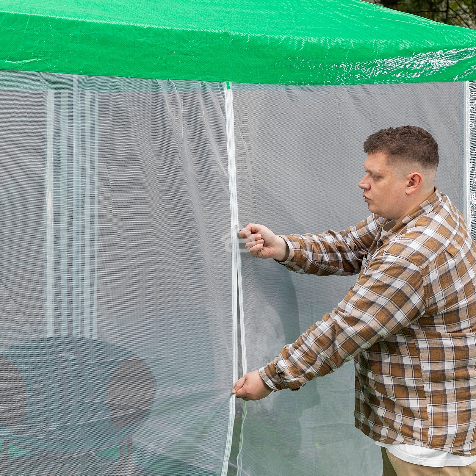 Тент садовый с москитной сеткой, 250х250/240 см, Camping Palisad