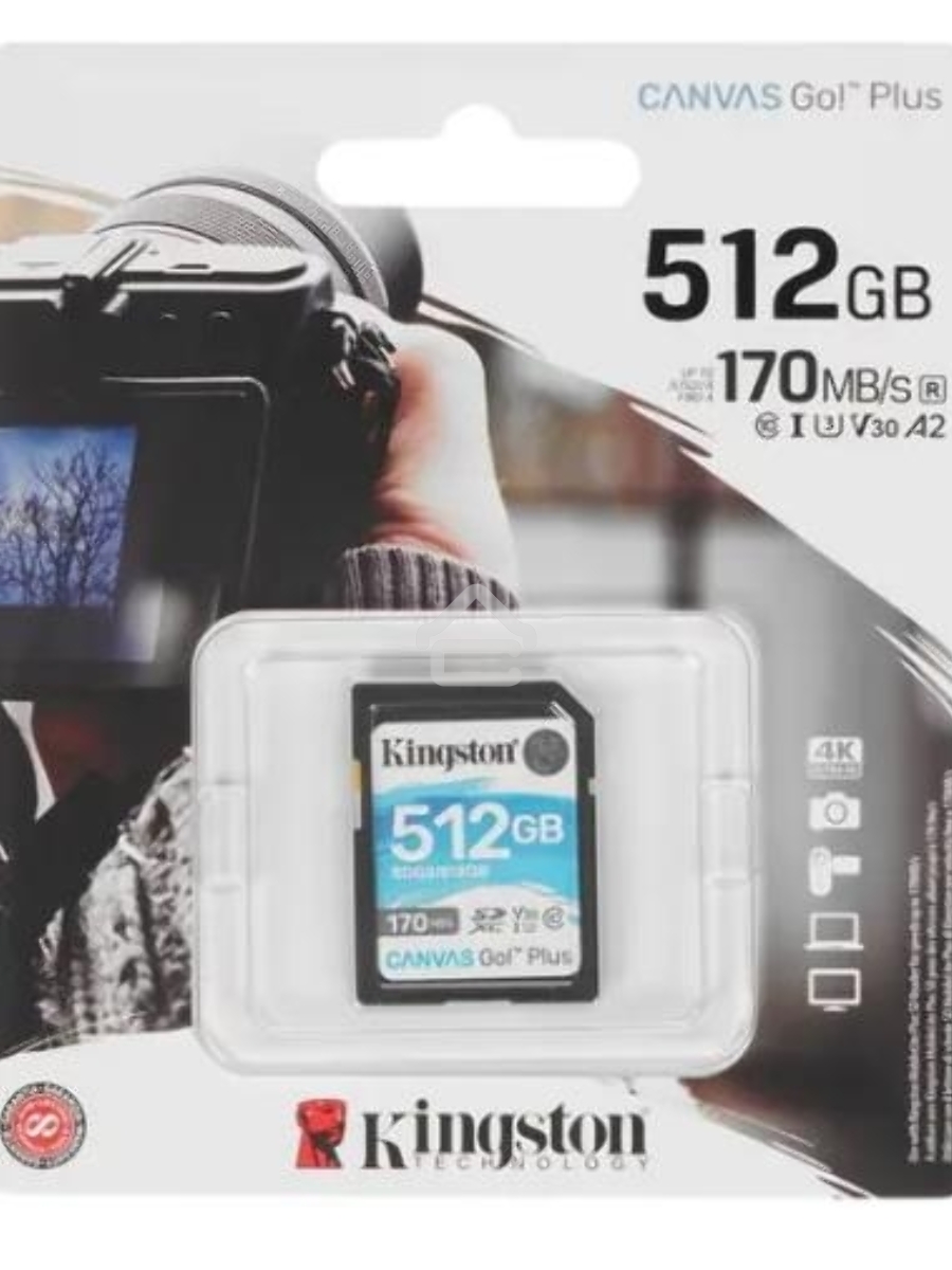 Флеш карта SD 512GB Kingston SDXC Class 10 UHS-I U3 V30 Canvas Go Plus 170MB/s