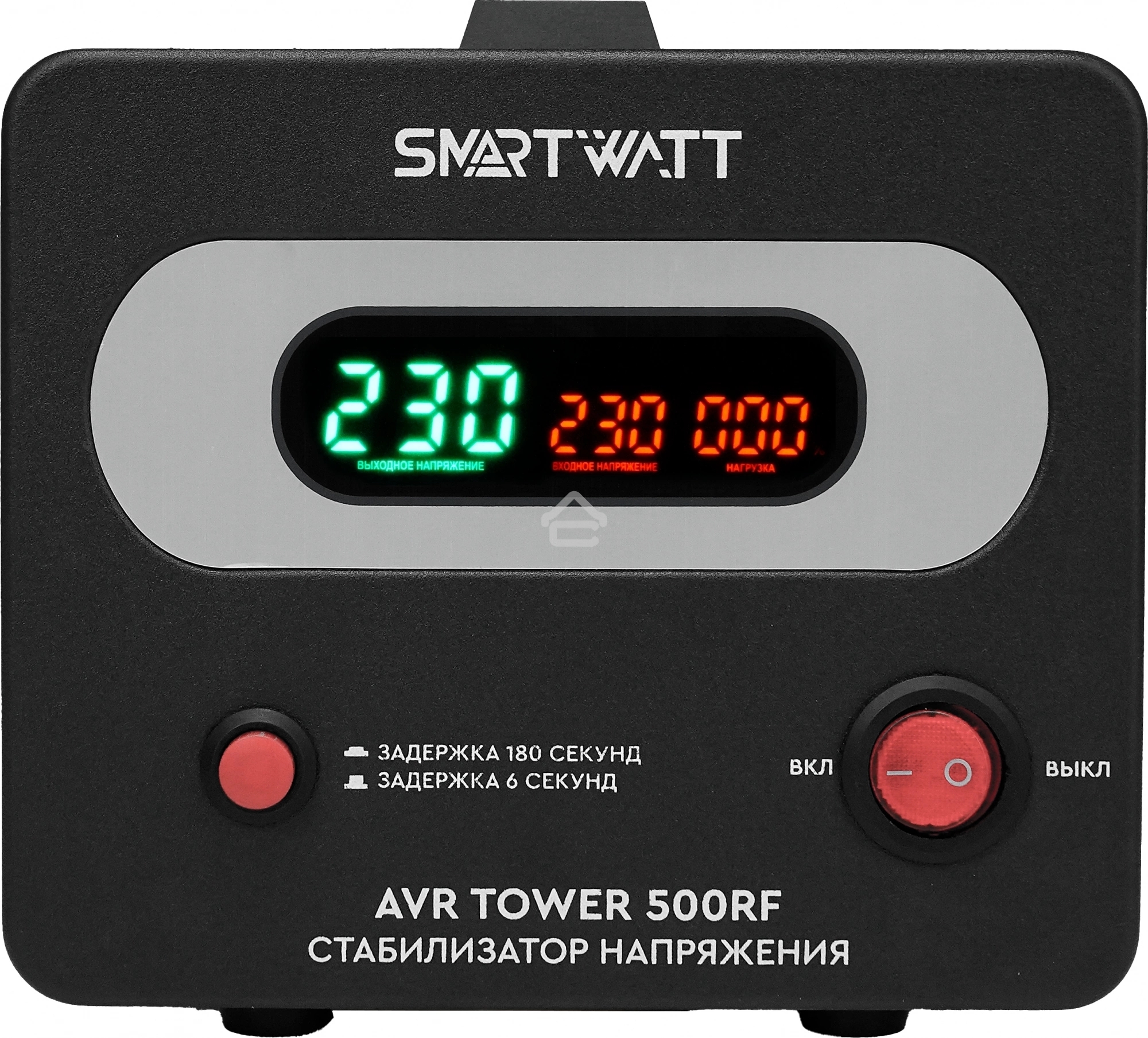 Напольный стабилизатор напряжения SMARTWATT AVR TOWER 500RF (140W - 260W, 500VA, 0.5 кВт, 50-60 Гц, розеток - 1, LED-дис