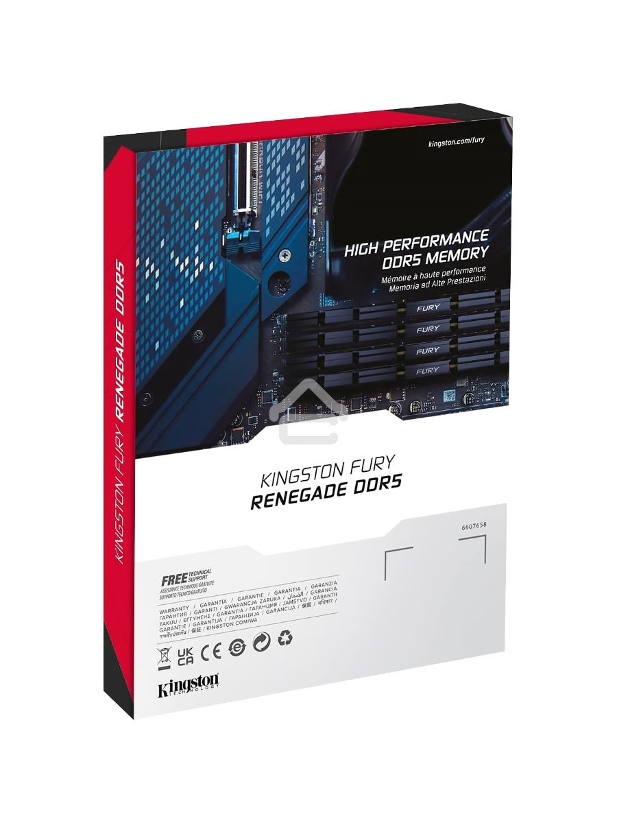 Оперативная память Kingston Fury Renegade, DDR5, 32GB (1x32GB), 6400MHz, CL32, DIMM, радиатор, серебристый/чёрный