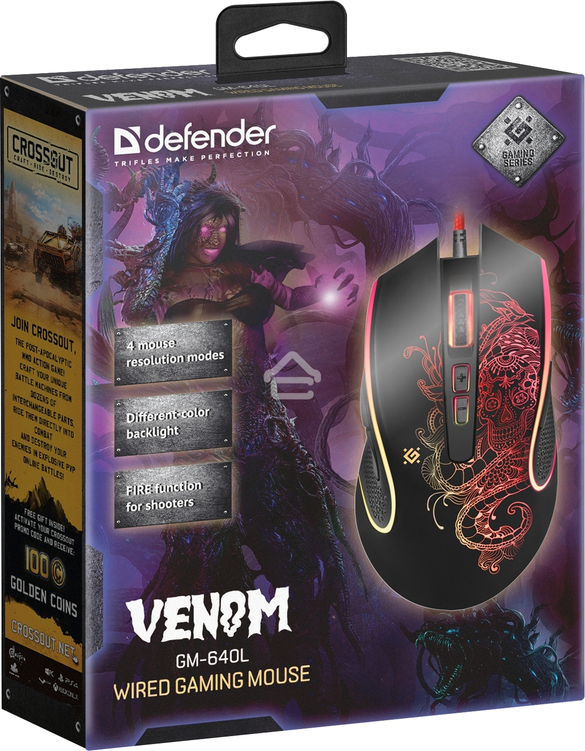 Мышь проводная Defender Venom GM-640L черный, 3200 dpi, USB, кнопки - 8