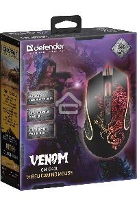 Мышь проводная Defender Venom GM-640L черный, 3200 dpi, USB, кнопки - 8
