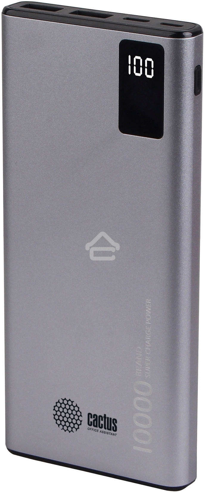 Портативный аккумулятор Cactus CS-PBFSLT-10000 10000mAh 3A 2xUSB серый