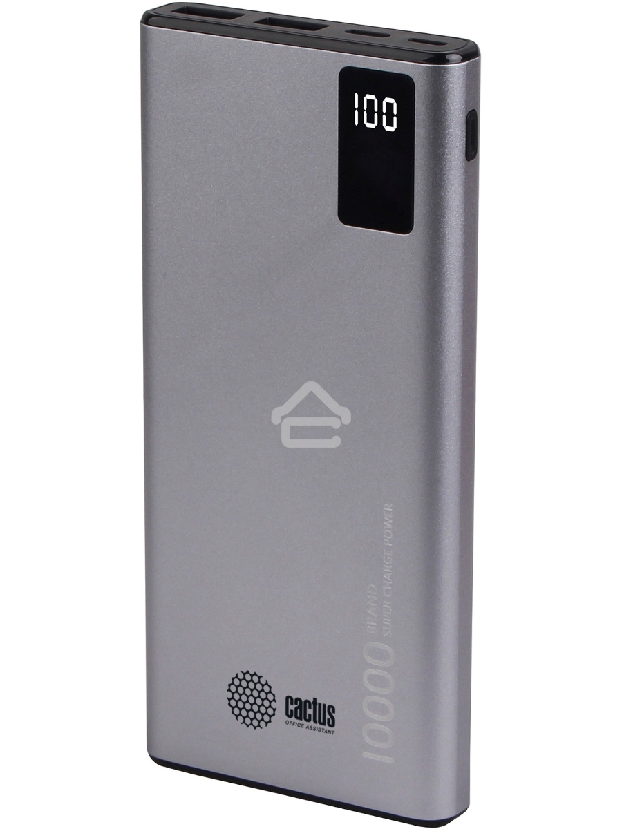 Мобильный аккумулятор Cactus CS-PBFSLT-10000 10000mAh 3A 2xUSB серый