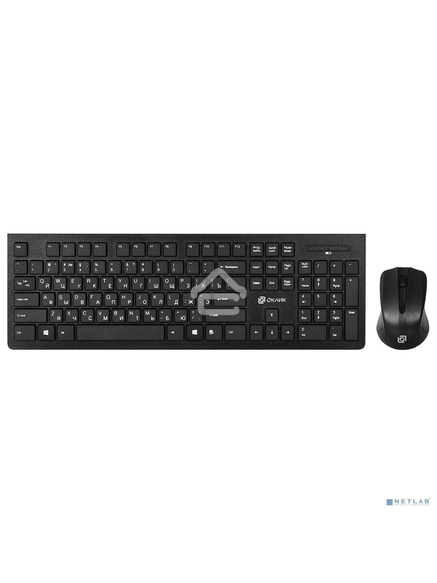 Клавиатура + мышь Oklick 250M клав:черный мышь:черный USB беспроводная slim