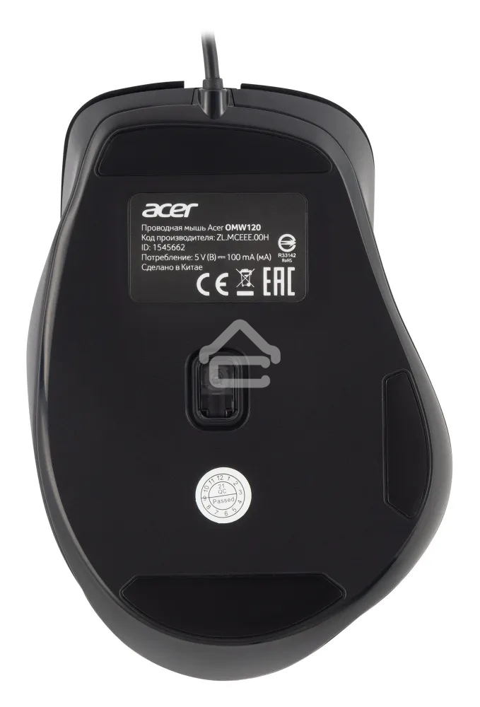 Мышь проводная Acer OMW120 черный, 2000 dpi, USB, кнопки - 6