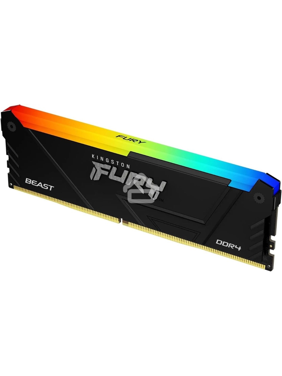 Оперативная память Kingston Fury Beast, DDR4, 16GB (1x16GB), 3600MHz, CL18, DIMM, с радиатором, RGB, черный