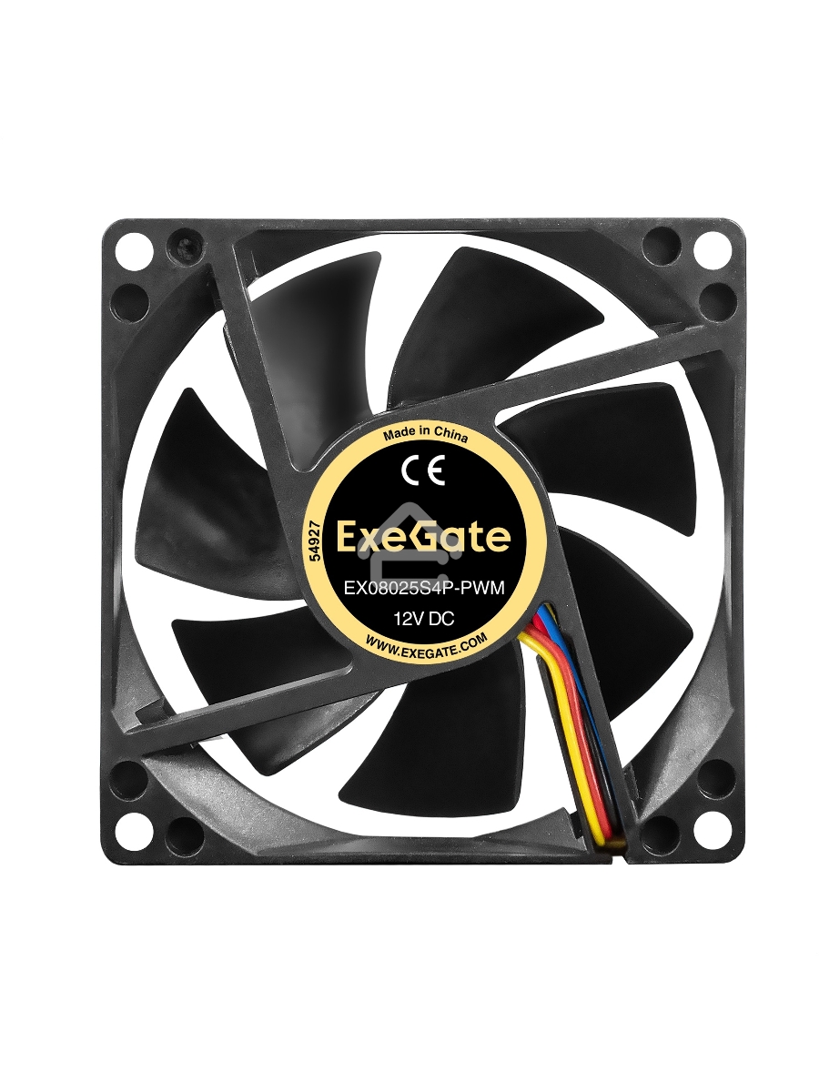 Вентилятор для корпуса ExeGate EX08025S4P-PWM черный, 80 мм, 2300 об/мин, 23 дБ, 4 pin