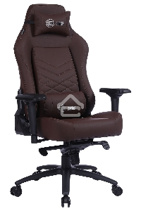 Кресло игровое Cactus CS-CHR-0112BR коричневый, сиденье коричневый, эко.кожа, с подголов. крестовина металл, пластик черный
