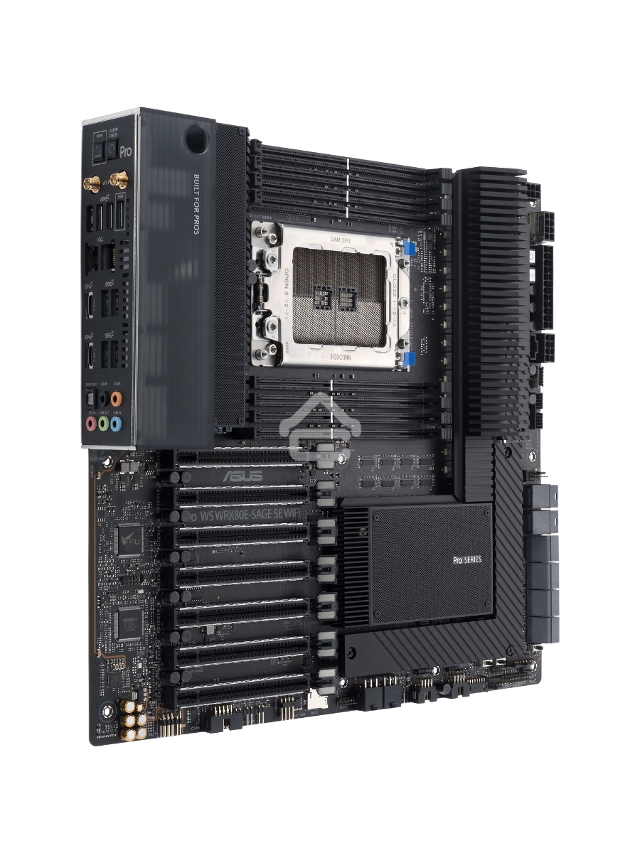 Материнская плата ASUS Pro WS WRX80E-SAGE SE WIFI, sWRX8, AMD WRX80, 8xDDR4, 8xSATA, 3xM.2, 7xPCI-E 4.0 x16, 2x 10Gb LAN, 8xUSB-A 3.2 Gen 2, 5x3.5 мм, 7.1, E-ATX