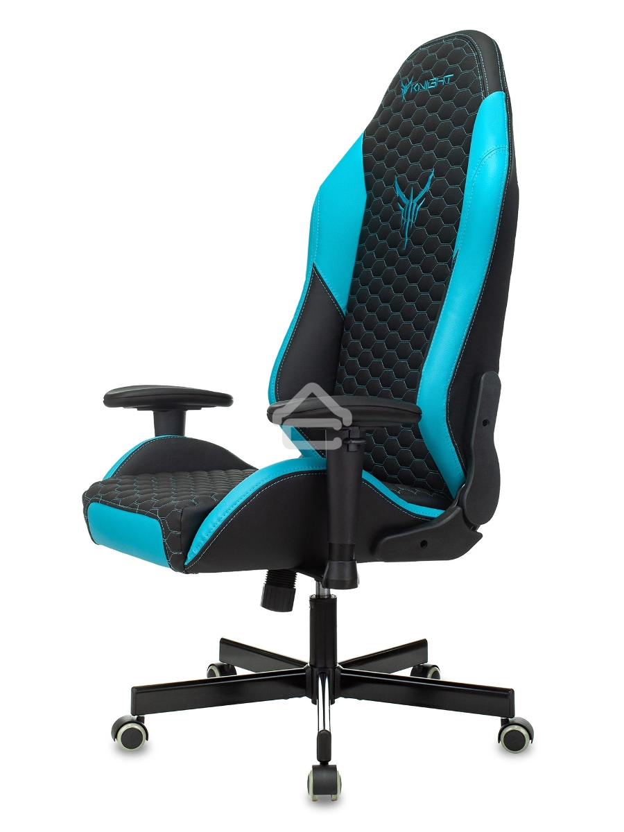 Кресло игровое Knight Neon черный/голубой соты эко.кожа с подголов. крестовина металл