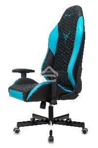 Кресло игровое Knight Neon черный/голубой соты эко.кожа с подголов. крестовина металл
