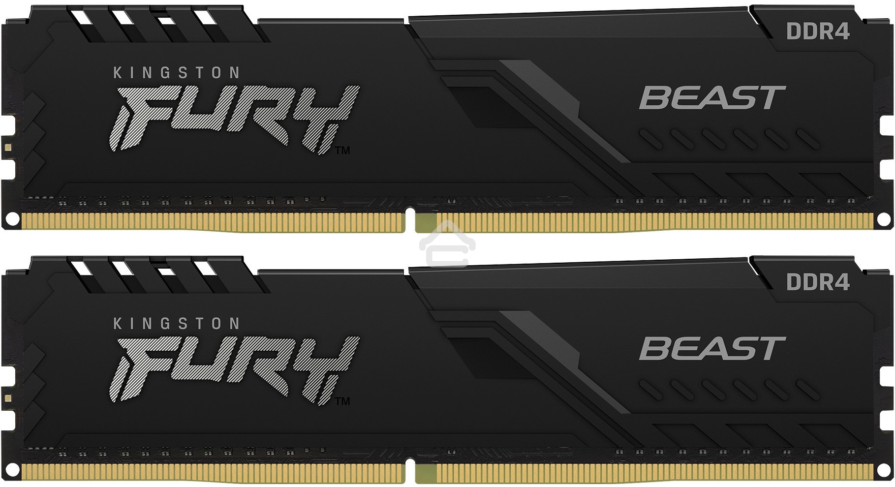Оперативная память Kingston Fury Beast, DDR4, 64GB (2x32GB), 3200MHz, CL16, DIMM, черный