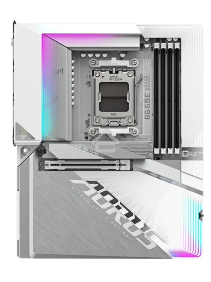Материнская плата Gigabyte B650E AORUS STEALTH ICE, AM5, AMD B650E, 4xDDR5, 4xSATA, 3xM.2, 1xPCI-E 5.0 x16, 1xHDMI, 1xUSB 4 Type-C, 2xUSB-A 3.2 Gen 2, 5xUSB-A 3.2 Gen 1, 4xUSB-A 2.0, 1x 2.5Gb LAN, 3x3.5 мм, 7.1, ATX