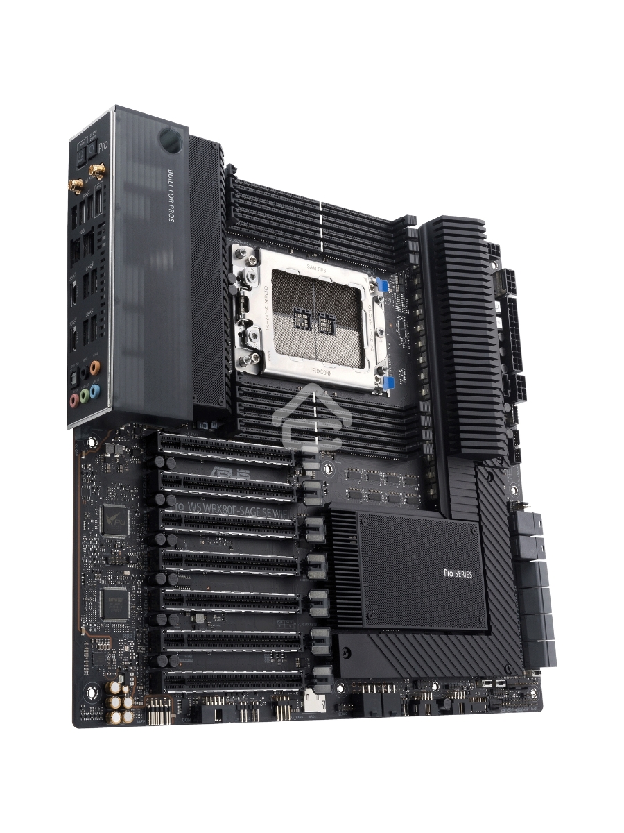 Материнская плата ASUS Pro WS WRX80E-SAGE SE WIFI, sWRX8, AMD WRX80, 8xDDR4, 8xSATA, 3xM.2, 7xPCI-E 4.0 x16, 2x 10Gb LAN, 8xUSB-A 3.2 Gen 2, 5x3.5 мм, 7.1, E-ATX
