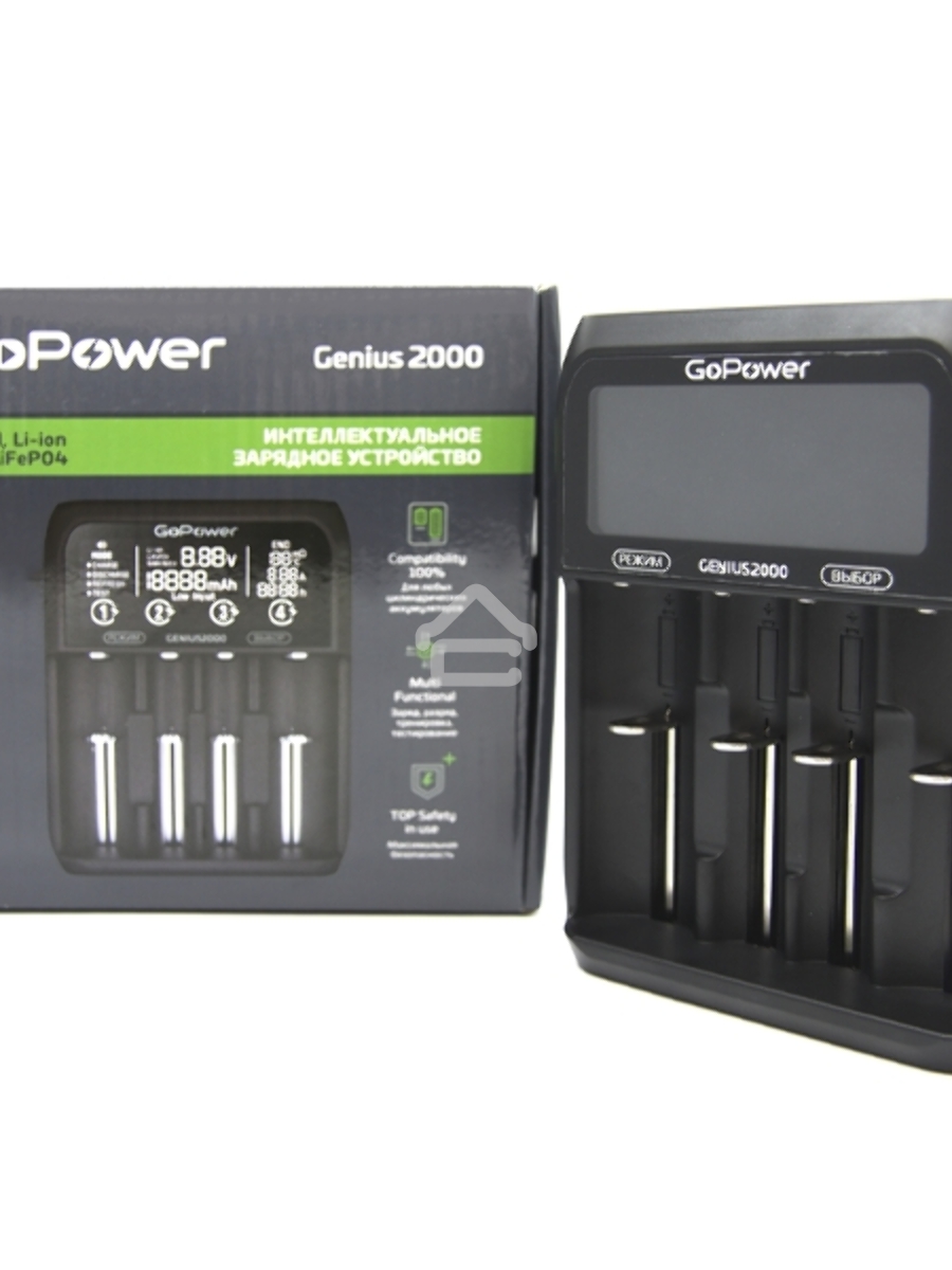 З/У для аккумуляторов GoPower Genius2000 Ni-MH/Ni-Cd/Li-ion/IMR/LiFePO4 4 слота (1/40)