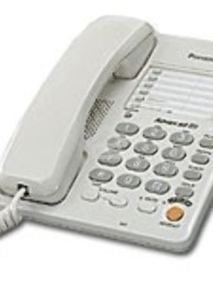 Телефон проводной Panasonic KX-TS2363RUW белый {однокноп.набор 20 ном., спикерфон, автодозвон}