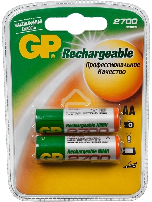 Аккумулятор GP Rechargeable NiMH 270AAHC 2700mAh AA (2шт. уп) (GP 270AAHC-2DECRC2)
