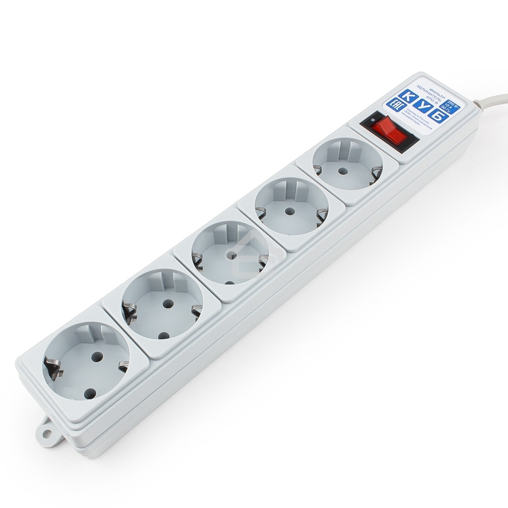 Сетевой фильтр POWER CUBE 1,9 м.* 5 розеток, серый