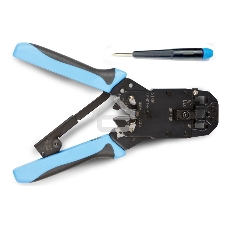 Монтажный инcтрумент Hyperline HT-2008AR Инструмент обжимной для RJ-45, RJ-12, RJ-11 (8P8C, 6P6C, 4P4C), профессиональный, с храповым механизмом 