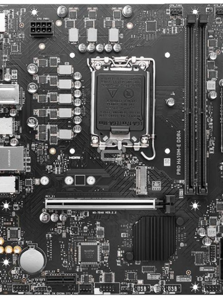 Материнская плата MSI PRO H610M-E DDR4, LGA 1700, Intel H610, 2xDDR4, 4xSATA, 1xM.2, 1xPCIe 4.0 x16, 1xPCIe 4.0 x1, 1xHDMI, 1xVGA, 1xRJ45 1Gb, 2xUSB-A 3.2 Gen 1, 4xUSB-A 2.0, 3x3.5мм, 7.1, mATX