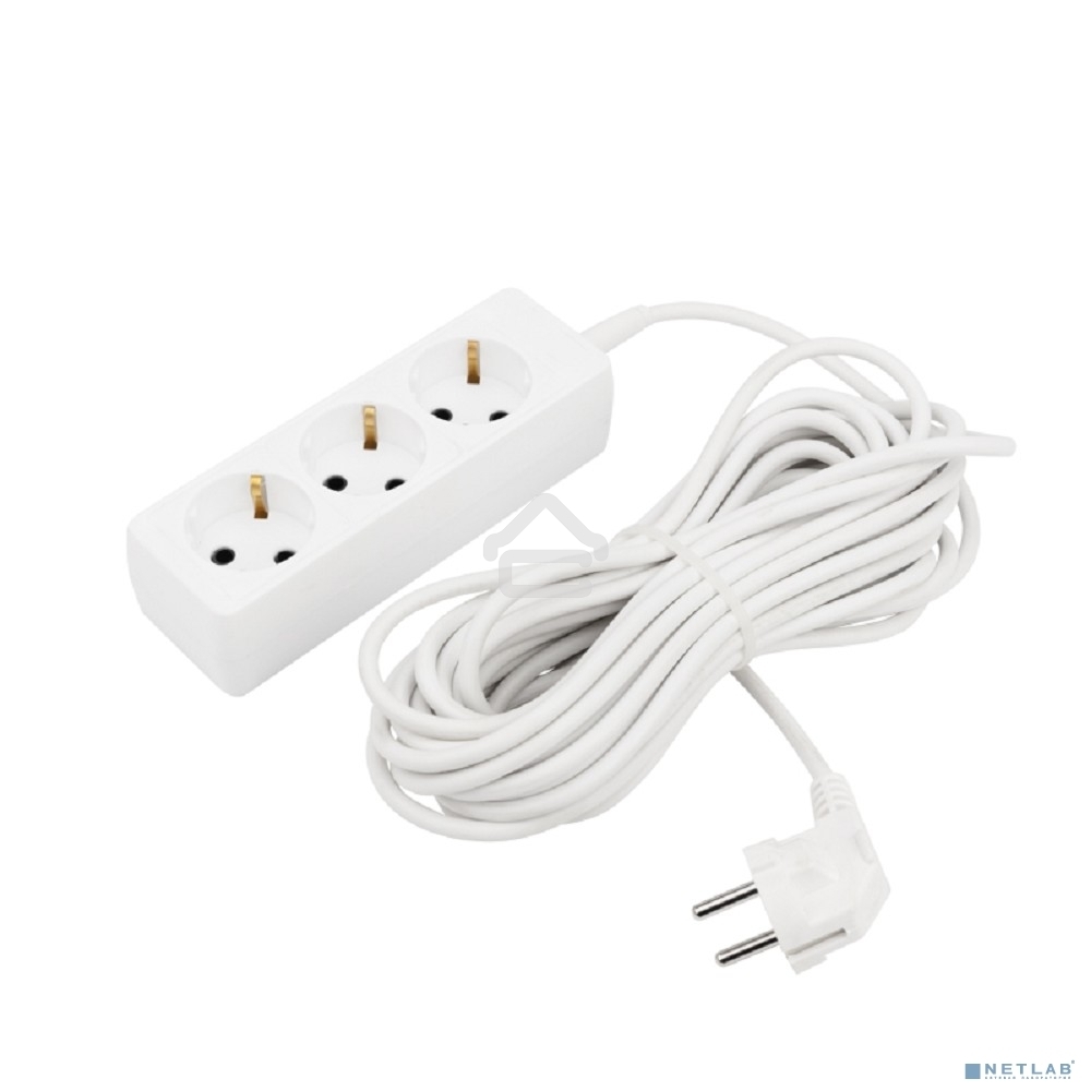 Удлинитель PROconnect 3 гнезда, 10 м, 3х0.75 мм², с/з, белый