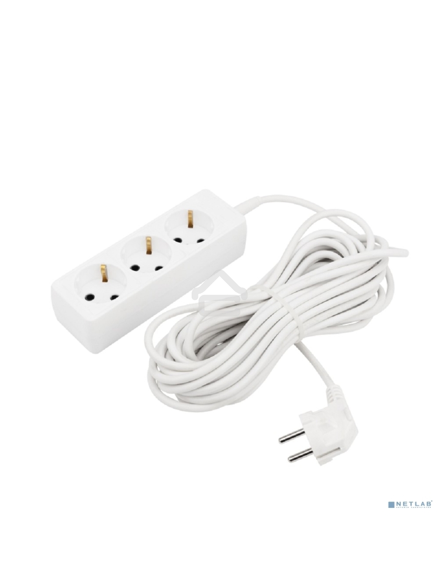 Удлинитель PROconnect 3 гнезда, 10 м, 3х0.75 мм², с/з, белый