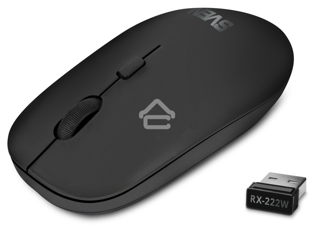 Мышь беспроводная SVEN RX-222W черный, 1800 dpi, радиоканал, Bluetooth, USB, кнопки - 4
