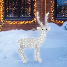 Акриловая светодиодная фигура Neon-night Снежный олень 100 см, 380 светодиодов, IP 65, понижающий трансформатор в комплекте