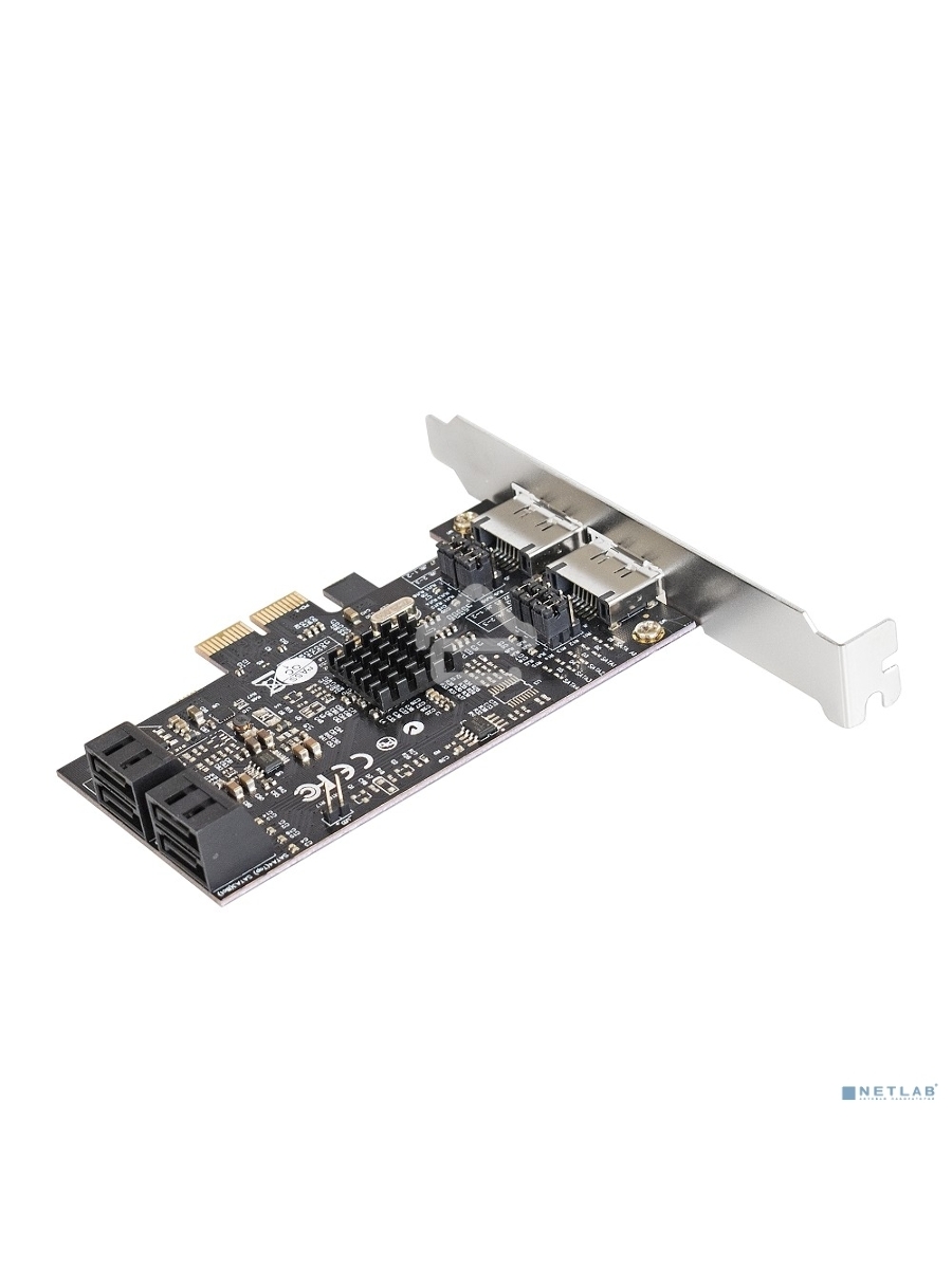 Контроллер ExeGate EXE-504 PCI-E 2.0, SATA3 RAID, 4 int+2 ext (OEM)