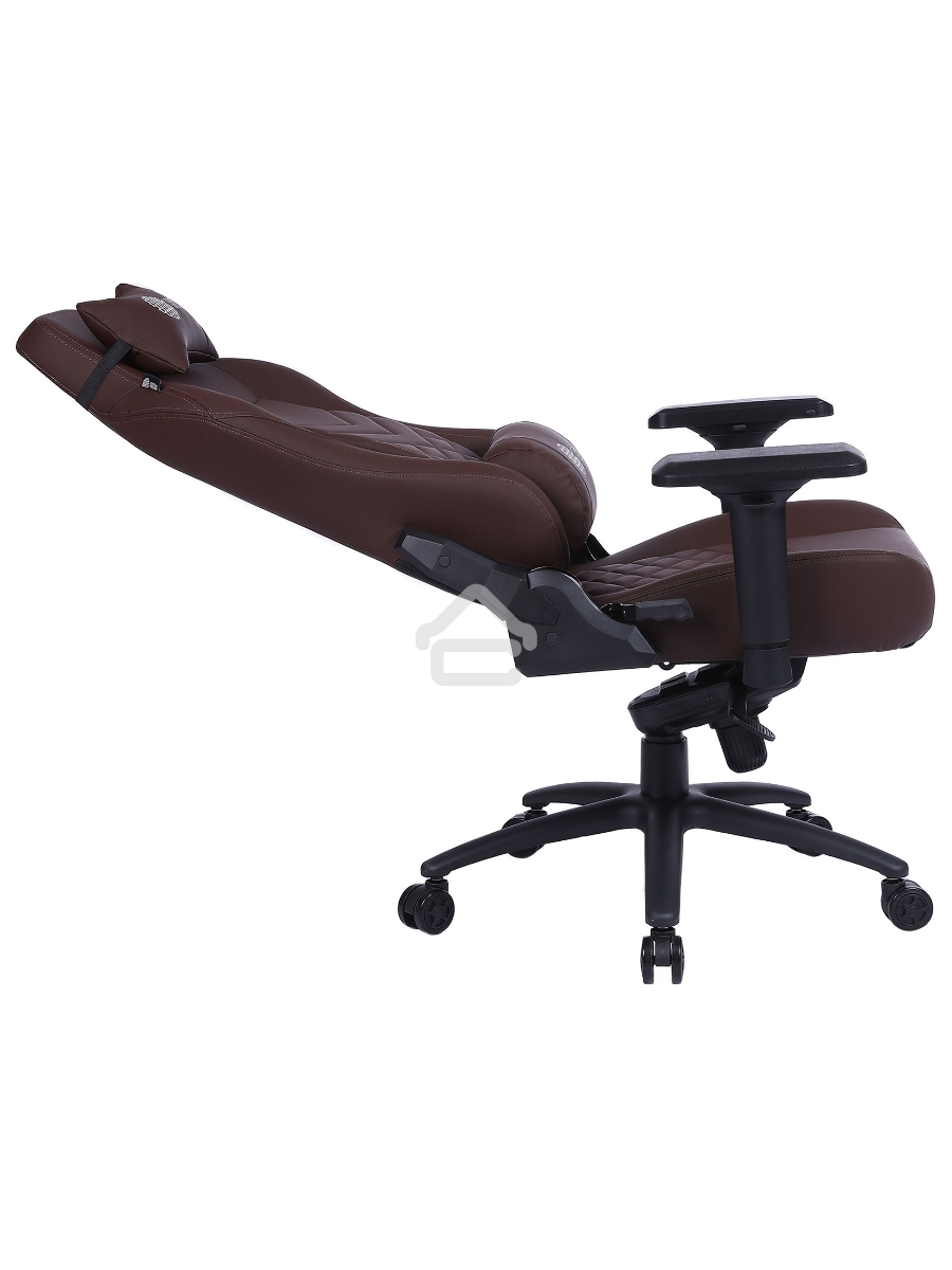 Кресло игровое Cactus CS-CHR-0112BR коричневый, сиденье коричневый, эко.кожа, с подголов. крестовина металл, пластик черный