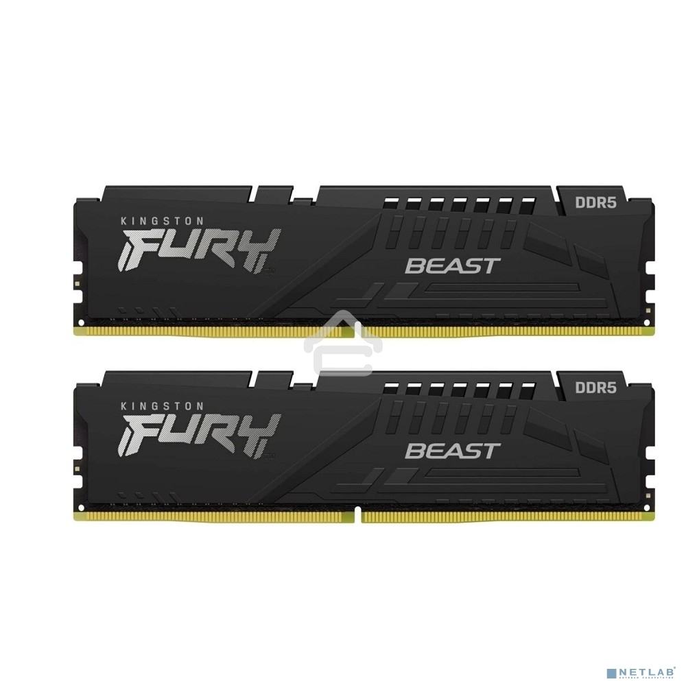 Оперативная память Kingston Fury Beast, DDR5, 64GB (2x32GB), 5600MHz, CL40, DIMM, радиатор, черный