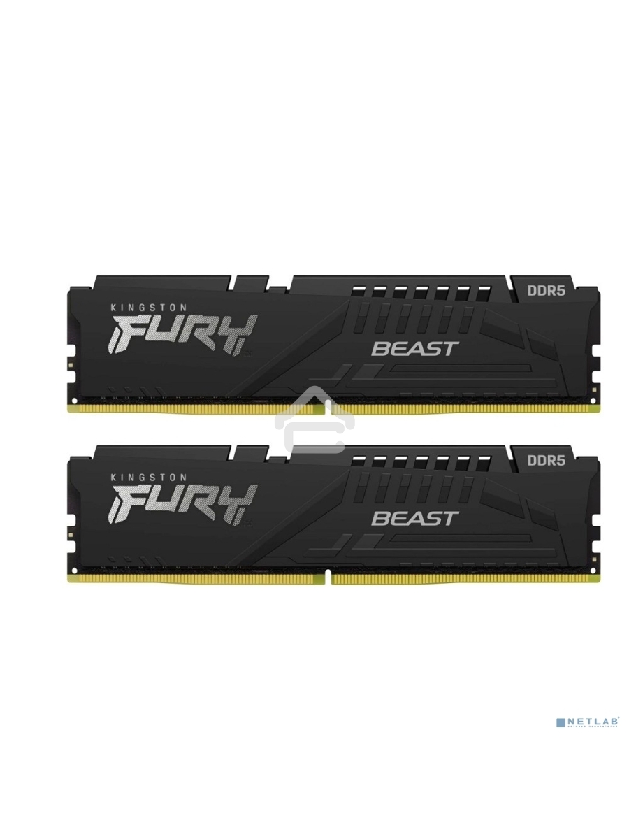 Оперативная память Kingston Fury Beast, DDR5, 64GB (2x32GB), 5600MHz, CL40, DIMM, радиатор, чёрный