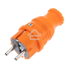 Вилка Rexant прямая влагозащищенная, c/з, 16 А, IP44, каучук оранжевая
