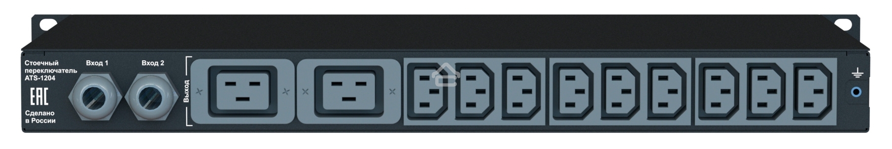 Автоматический ввод резерва ELEMY RACK ATS, 1U, 220В, 32А, OLED, Ethernet, in (2) IEC309, out (2) C19 (9) C13