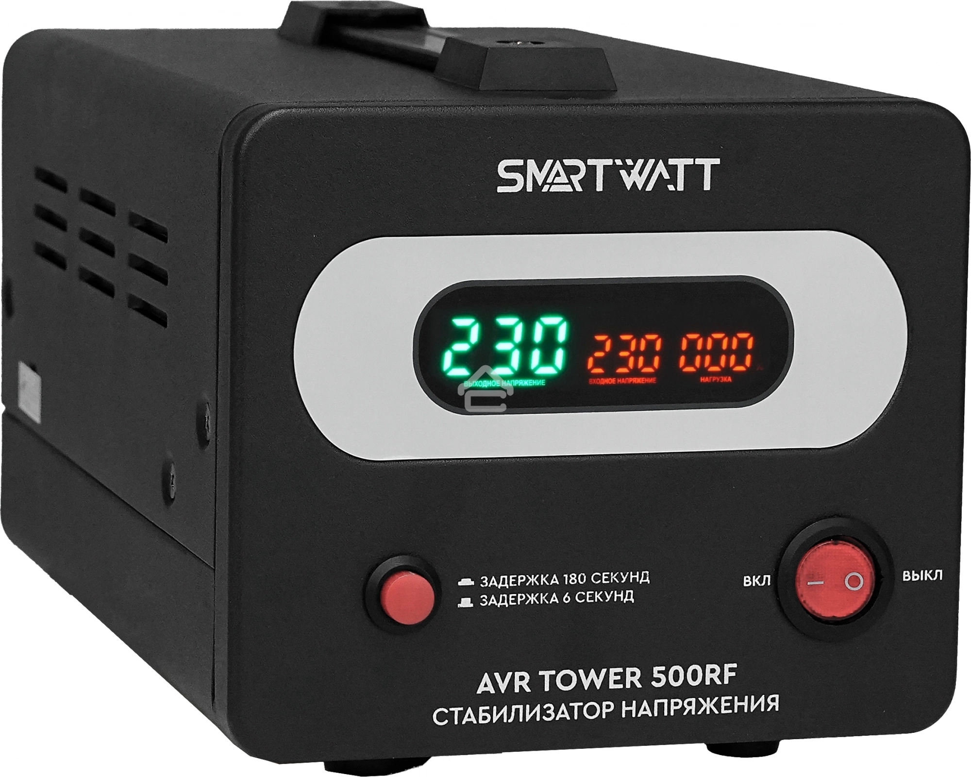 Напольный стабилизатор напряжения SMARTWATT AVR TOWER 500RF (140W - 260W, 500VA, 0.5 кВт, 50-60 Гц, розеток - 1, LED-дис