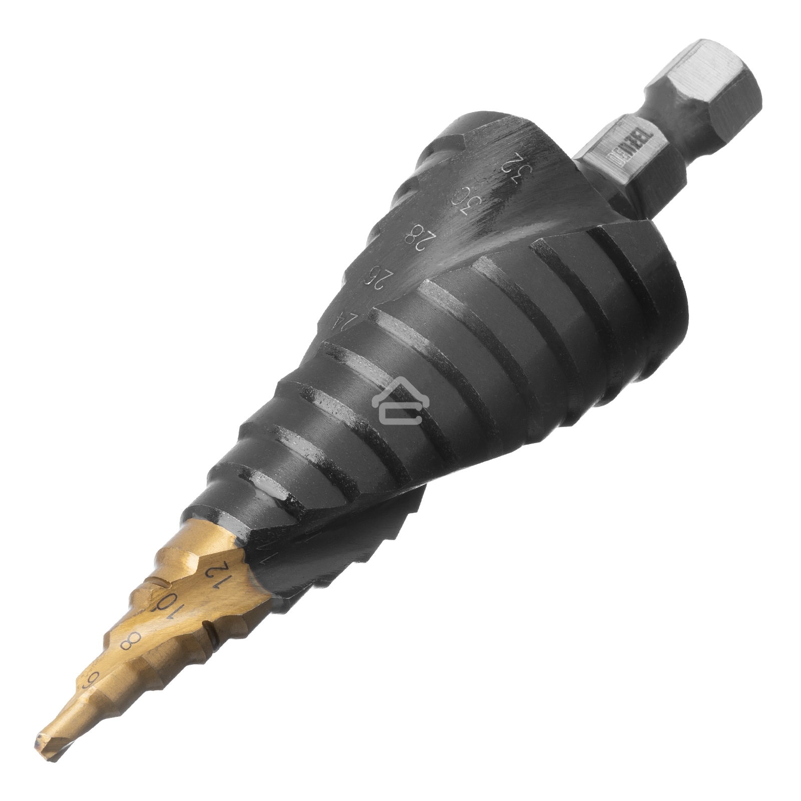 Сверло ступенчатое Denzel 4-6-8-10-12-14-16-18-20-22-24-26-28-30-32 мм, Р6М5, 6-гр. хвостовик 723606