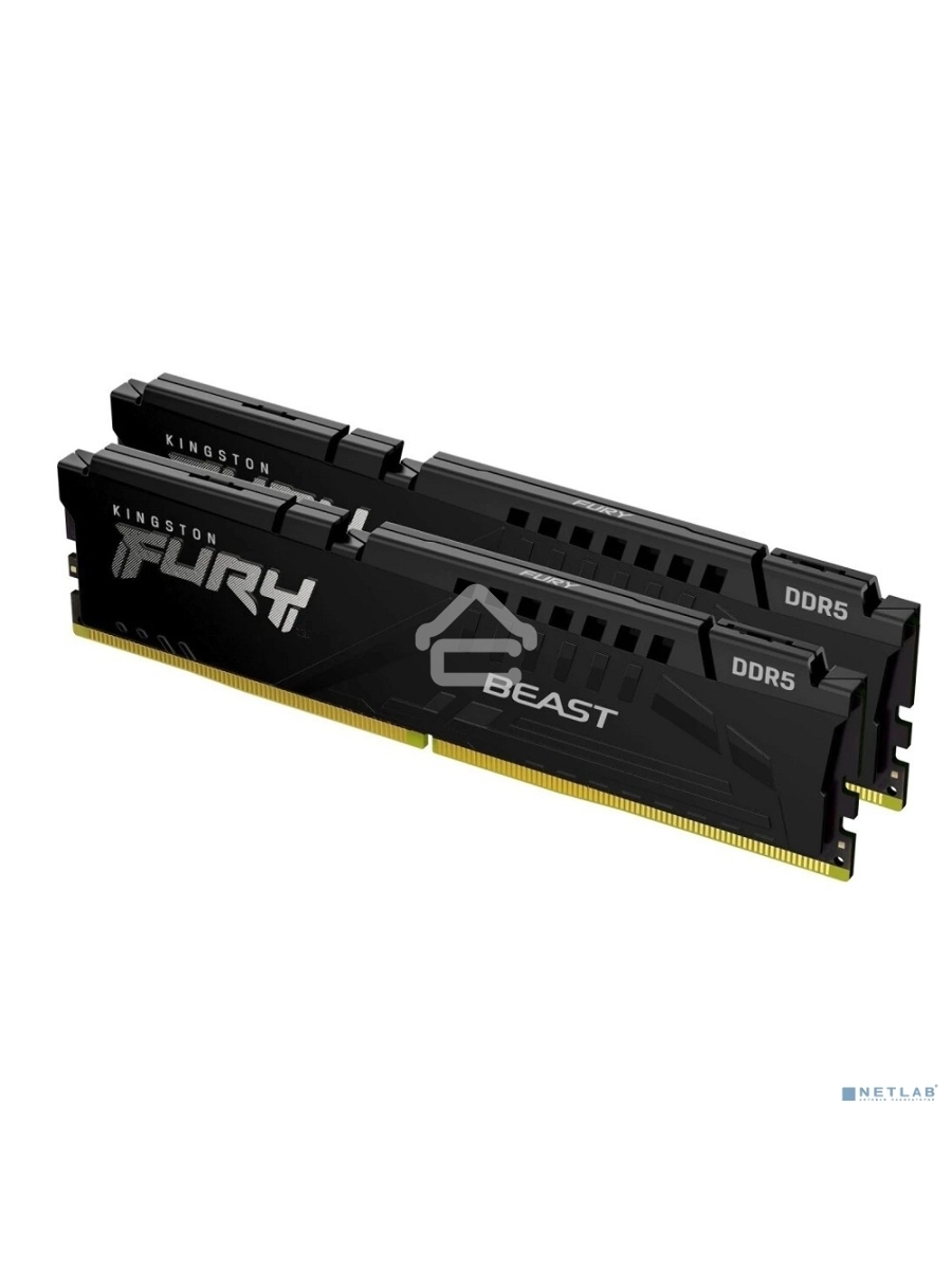 Оперативная память Kingston Fury Beast, DDR5, 64GB (2x32GB), 5600MHz, CL40, DIMM, радиатор, чёрный