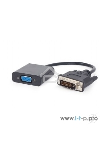 Переходник DVI-D-VGA Cablexpert A-DVID-VGAF-01, 25M/15F, длина кабеля 0,2м, черный, пакет