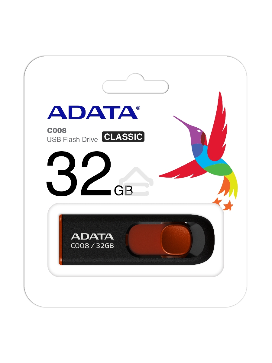 Флеш диск ADATA Flash Drive 32Gb С008 AC008-32G-RKD {USB2.0, Black-Red}