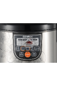 Мультиварка Centek CT-1498 (чёрный, сталь) 700Вт, 5.0л, 10 программ + 28 программ Мультишеф