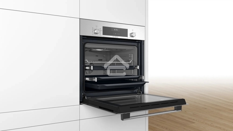 Духовой шкаф электрический Bosch HBJ558YS3Q, 60 см, 66 л, нержавеющая сталь, класс энергоэффективности А, 8 режимов, LCD-дисплей, галогенное освещение, самоочистка EcoClean